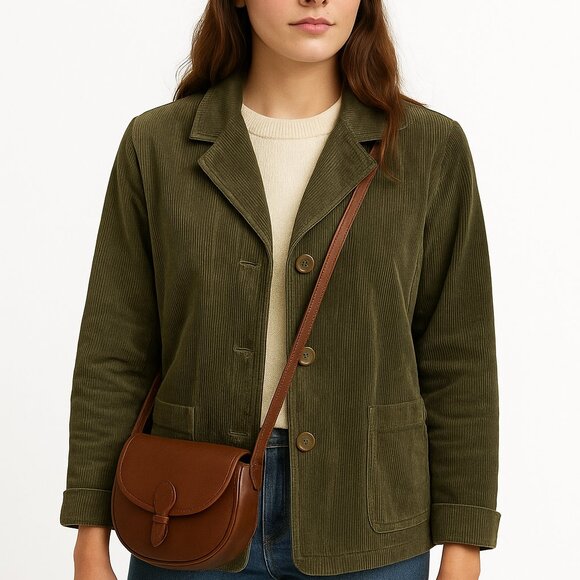 Blaire Jackets & Blazers - Blaire Woman's Size L Corduroy Olive Green Vintage Button Collared Jacket